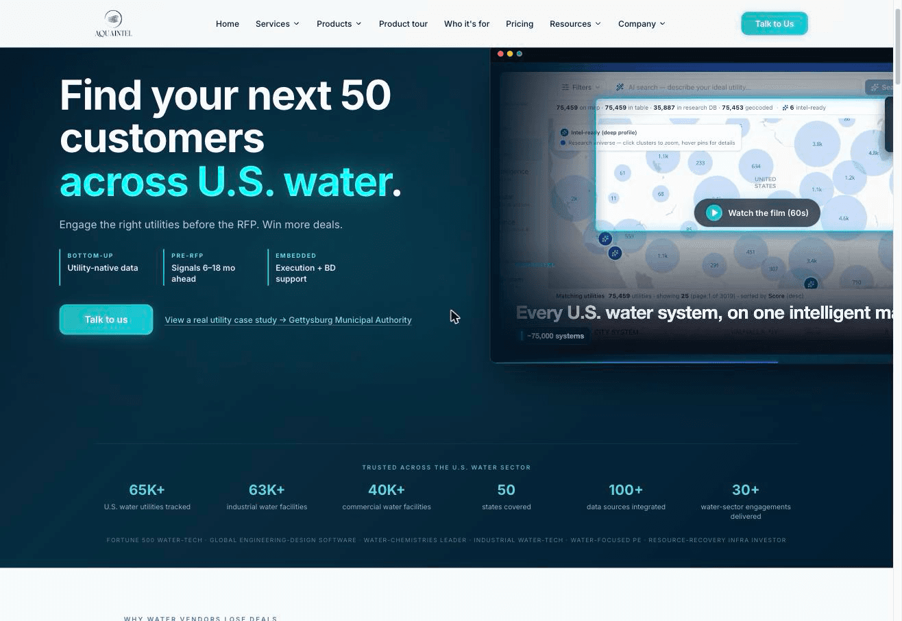 AquaIntel GTM-intelligence platform